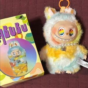 Pastel Rainbow Fububu Plush Keychain - Multicolor Fur